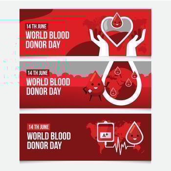 World blood donation banner collection vector