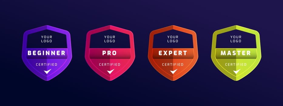 Certified badge logo with shield shape template set vector