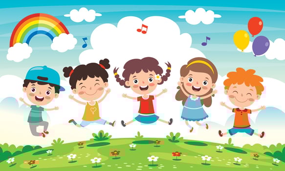 Little Children Having Fun Together vector