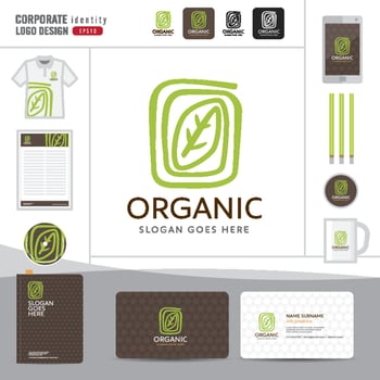 Vector organic and natural emblem and logo design template