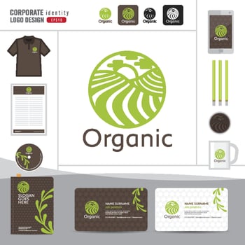 Vector organic and natural emblem and logo design template