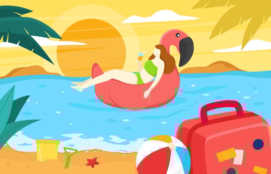Girls on Summer Vacation Concept vector