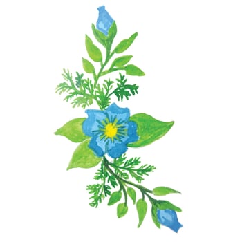 floral arrangements watercolor with green leaves vector