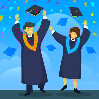 Students Celebrate Graduation vector