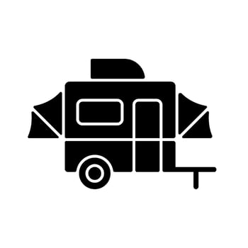 Pop up camper black glyph icon vector