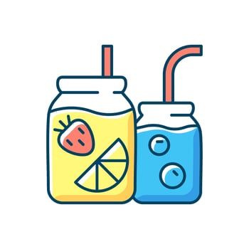 Fruit-infused water bottle RGB color icon vector