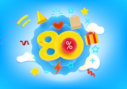 Eighty percent shopping discount illustration vector