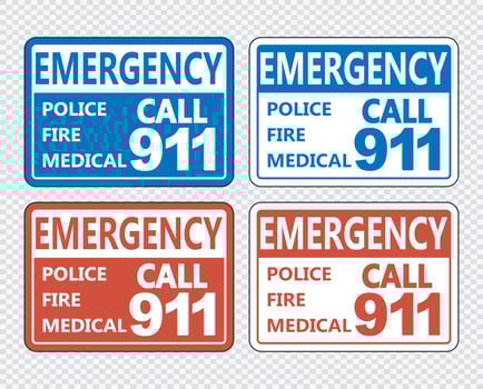 Emergency Call 911 Sign on transparent background vector