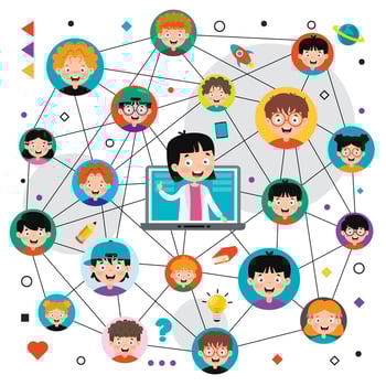 Online Learning Concept With Cartoon Character vector