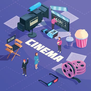 Cinema Isometric Composition vector