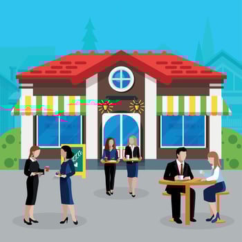 Colored Flat Business Lunch People Concept Vector Illustration