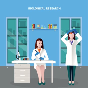 Scientists People Colored Composition Vector Illustration