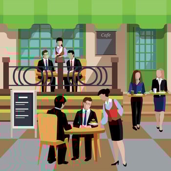Flat Business Lunch People Concept Vector Illustration