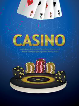 Casino gambling game with golden text effect with casino chips vector