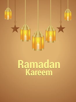 Ramadan kareem invitation greeting card with vector illustration with arabic lantern