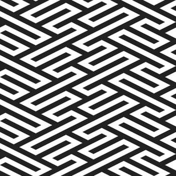 Seamless patterns with black and white labirinth vector