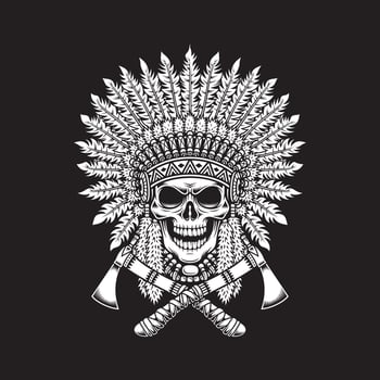 Native American Indian Skull With Crossed Tomahawks vector