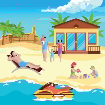 Sea Resort Recreation Background Vector Illustration