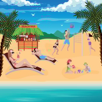 Beach Bar Vacation Composition Vector Illustration