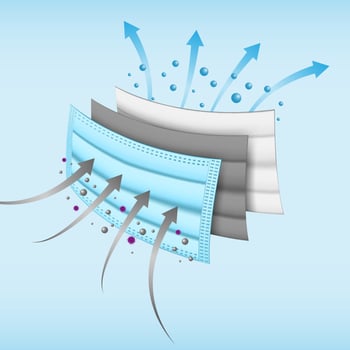 Air filteration and virus protection 3 layers medical mask filter vector illustration