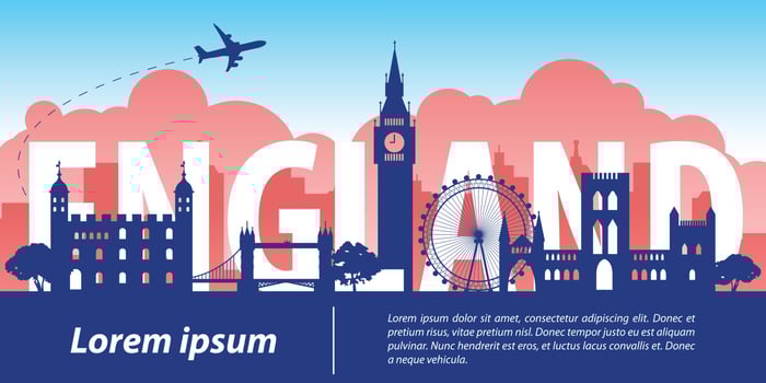 England  famous landmark silhouette style vector