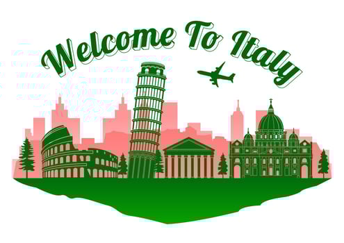 Italy famous landmark silhouette style on island vector