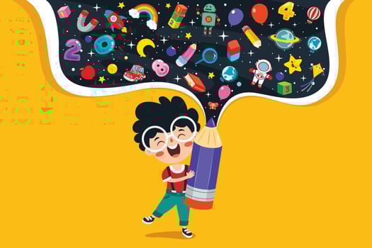 Education Concept With Funny School Child vector