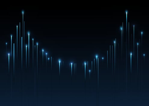 Abstract vertical stripe lines with light effect on dark blue background Technology style vector