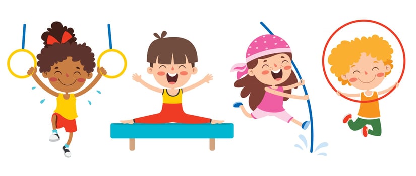 Happy Kids Making Various Sports vector