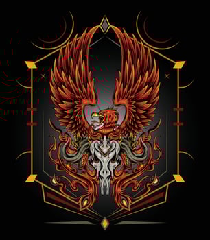 Hand drawn mythical phoenix with high resolution vector