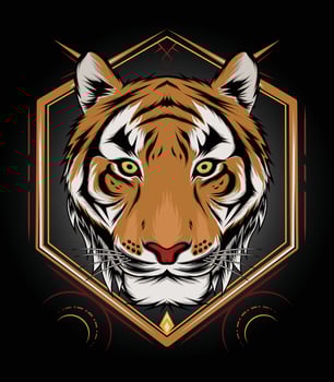 Tiger head illustration for T shirt mascot logo team sport vector