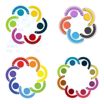 People logo Group teamwork symbol persons holding hands vector