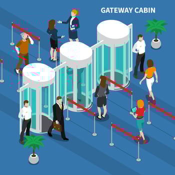 Gateway Cabin Access Identification Composition Vector Illustration
