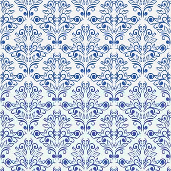 floral blue seamless pattern vector