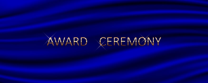Award ceremony banner with blue silk background vector