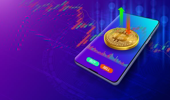 Bitcoin Trading Market for Cryptocurrencies vector