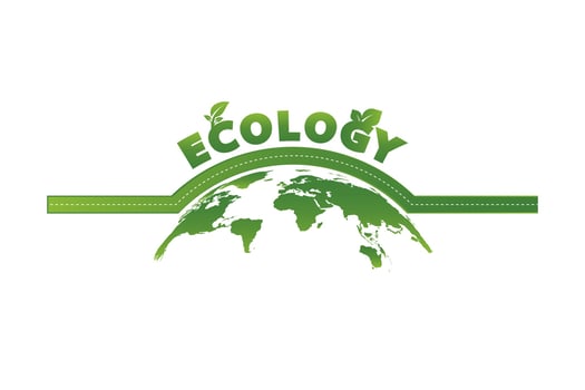 Earth ecology symbol with green leaves vector