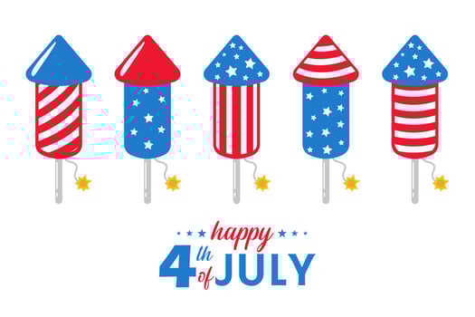 American flag fireworks rocket For the sky to celebrate the American Declaration of Independence vector