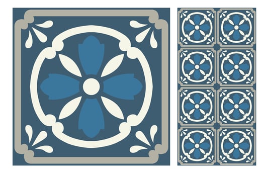 vintage tiles patterns antique seamless design vector