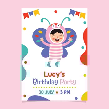 Cute Colorful Birthday Card Template vector
