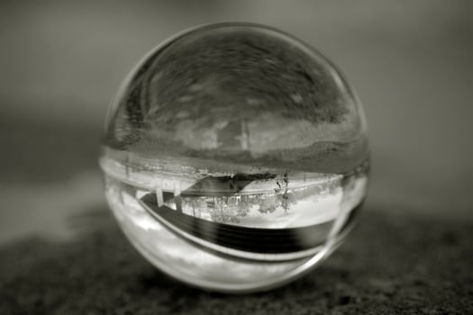 Street view through the lens ball photo