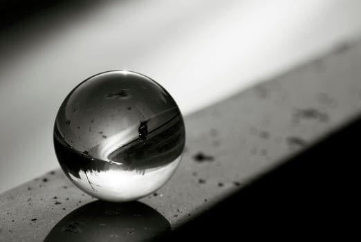 Street view through the lens ball photo