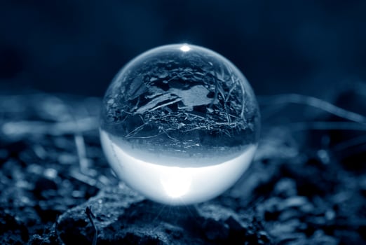 Street view through the lens ball photo