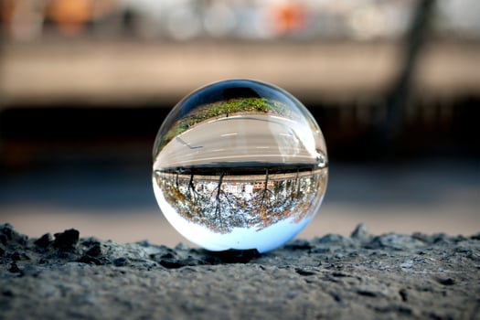 Street view through the lens ball photo