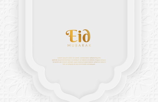 Eid mubarak background with white paper cut geometric shape Vector illustration for Islamic holy month celebrations
