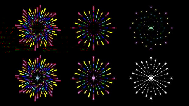 Set colorful firework splash round isolated vector