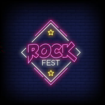 Rock Festival Neon Signs Style Text Vector
