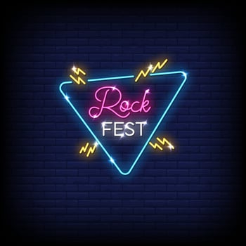 Rock Festival Neon Signs Style Text Vector