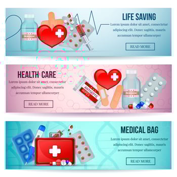 First Aid Realistic Banners Vector Illustration