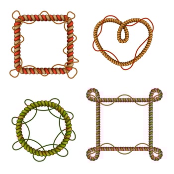 Rope Frames Realistic Set Vector Illustration